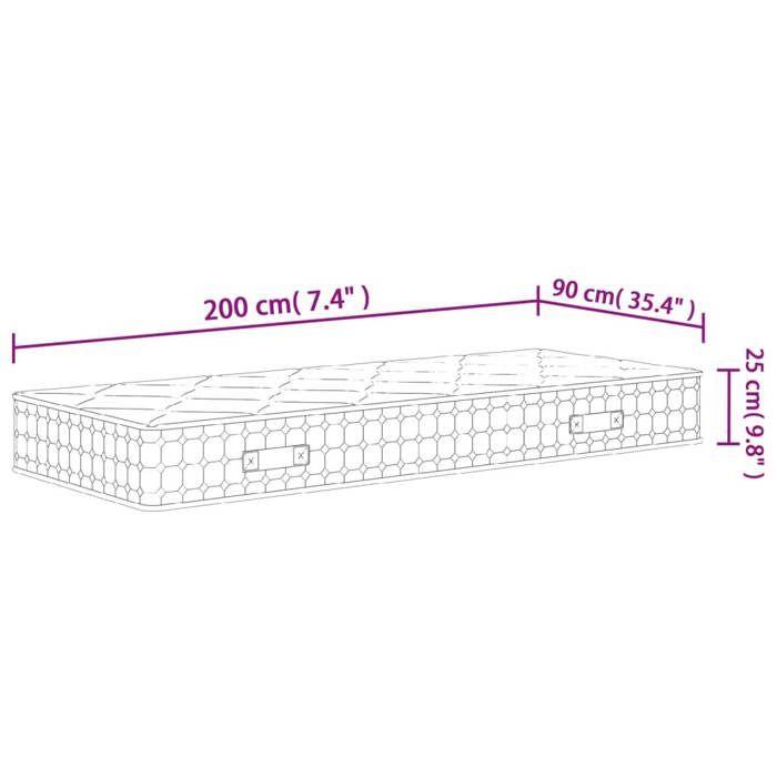 VidaXL Matelas à ressorts ensachés dureté moyenne 90x200 cm 372838