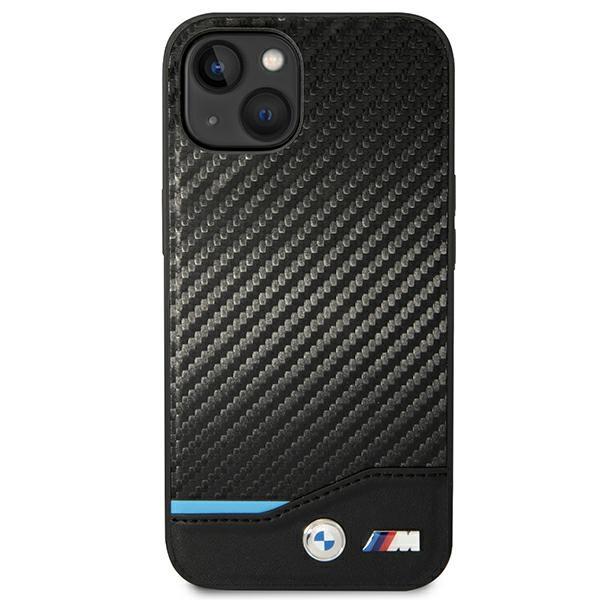 Custodia per iPhone 14 BMW Pelle Carbonio Nera