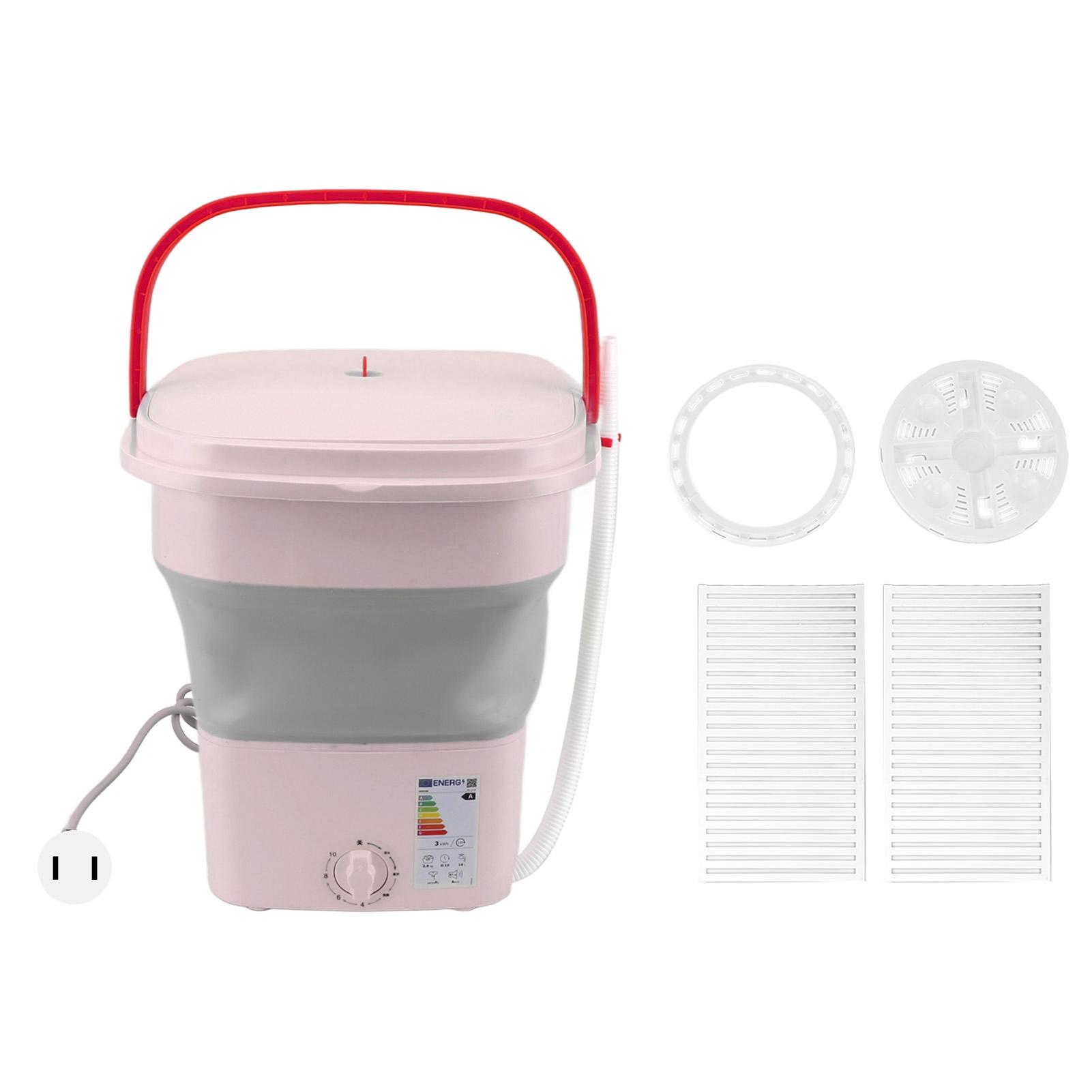 

Портативная стиральная машина 16 л с функцией мягкого отжима и сливной трубой. Полностью автоматическая портативная стиральная машина 65 Вт. розовый