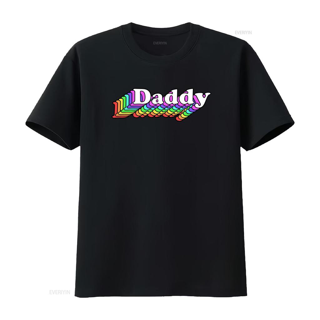 Daddy Pride Rainbow LGBTQ Gay Ally T Shirt Colorful Print for Events vintage Washed Versatile Slightly Top For Everyday Wear