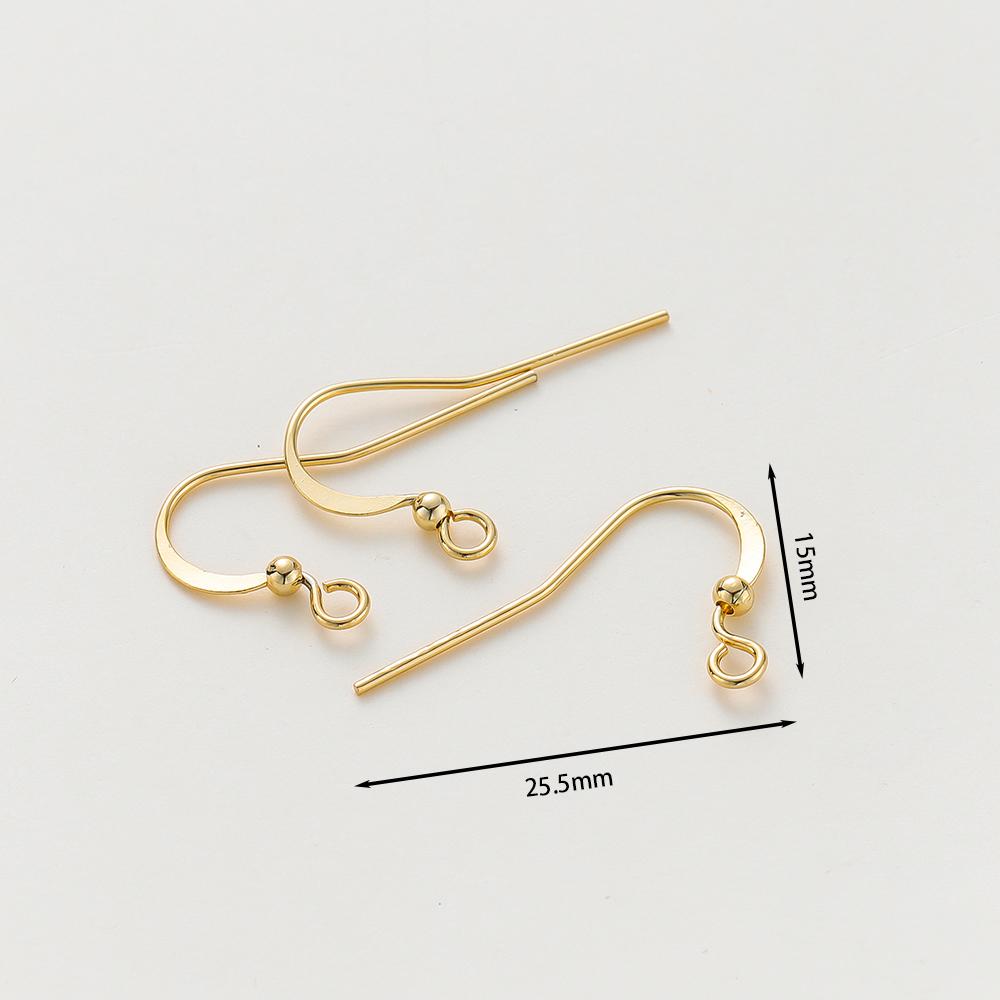 20pcs/lot 14K/18K Gold Plated Brass Earring Hook Clasps Pendant Charms Ear Wire Fitting DIY Jewellery Making Accessories