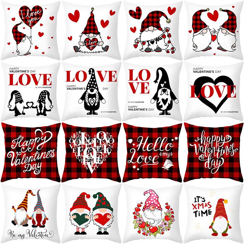 Red Cartoon Love Valentine's Day Home Pillow Car Waist Support Cushion Sofa Cushion Pillow Cover
