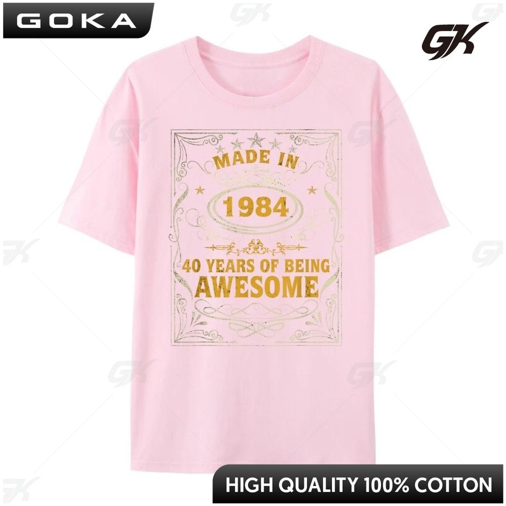 40 Year Old Men 1984 Made In 1984 40th Birthday Black Graphic Tees T Shirt Man Easter Day Round Short Sleeved S