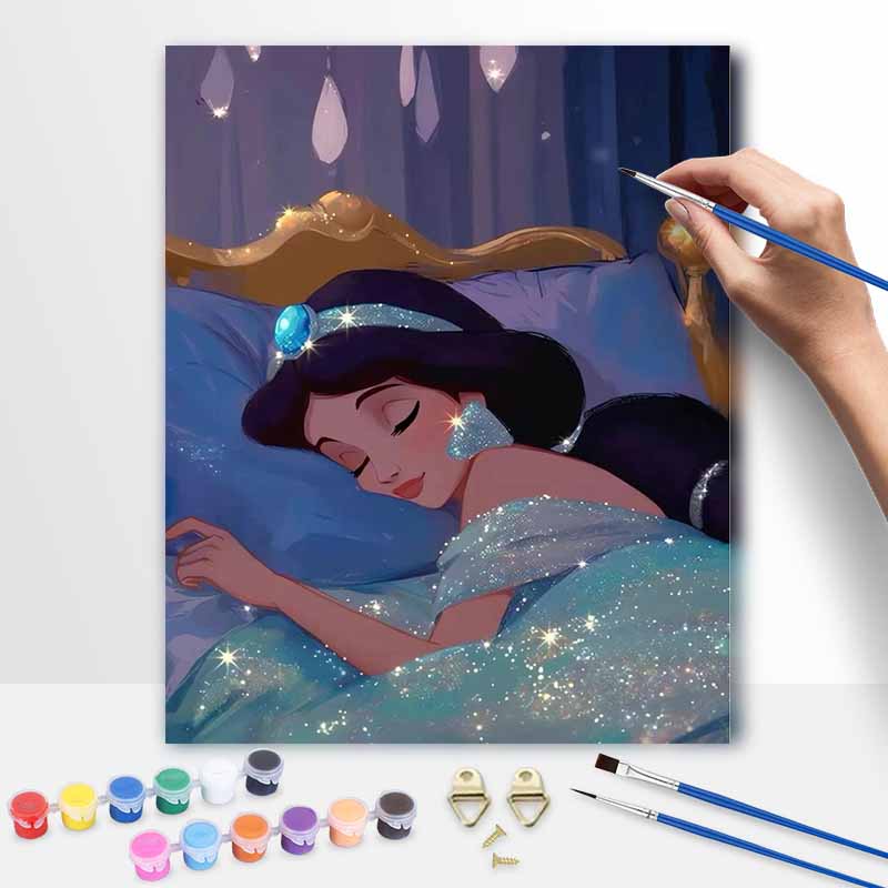 Disney Sleeping Princess DIY Oil Painting Art Painting Kit Home Wall Decor Handmade Gift  Beautiful Jasmine Bedtime Room Ornament