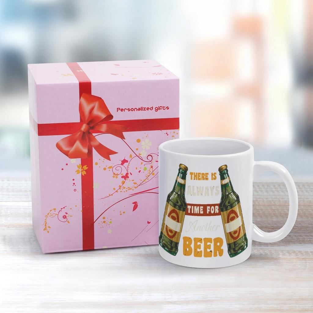 1pc 11oz Double-Sided Printed Beer Mug, Lightweight Ceramic Daily Cup, Ideal Funny Gift Choice for Friends Who Enjoy Party Time
