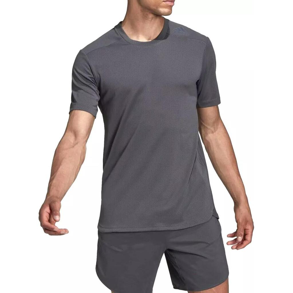 Adidas Solid Color Crew Neck Short Sleeve T-Shirt Men Tops Black HC4226