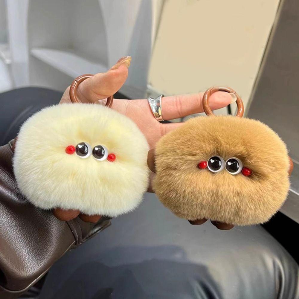 

Stuffed Imitation Rabbit Fur Keychain Furry Plush Doll Keychain Funny Car Keyring Jewelry Gift белый