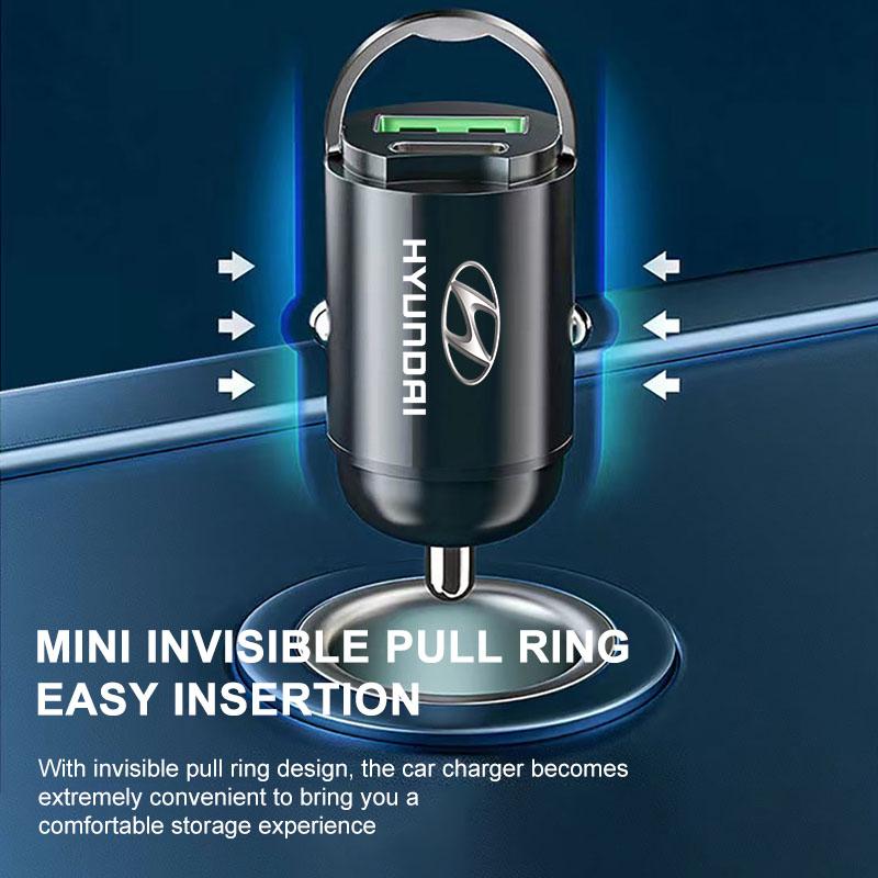 1Pcs Car Charger USB Type-C Fast Charging Adapter Car Accessories For Hyundai Santa Fe Sonata Solaris Azera Creta I30 Ix25 IX35 Tucson