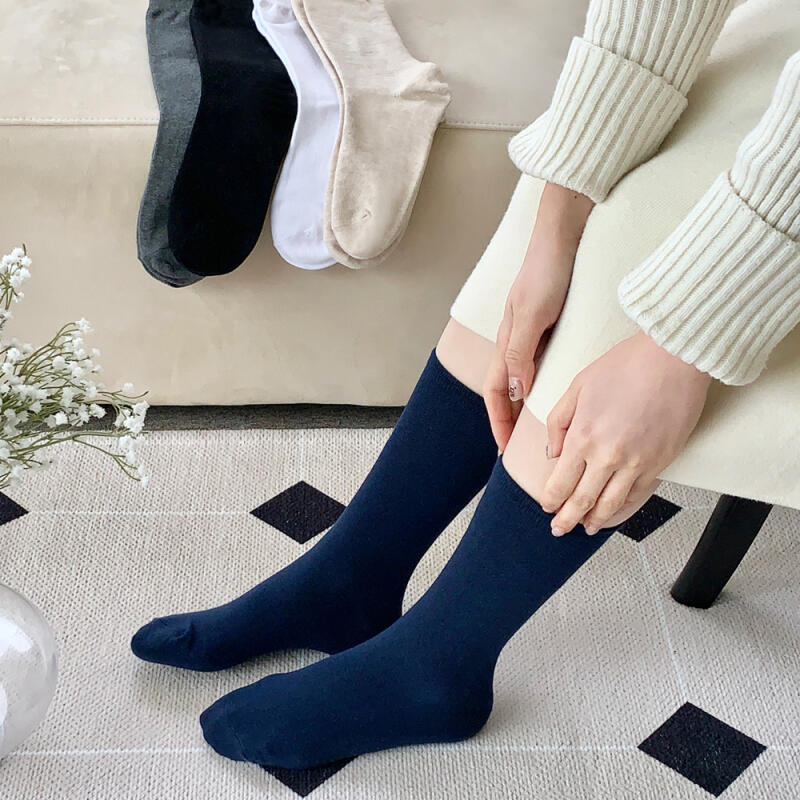 [10 Pairs] Women's 4-Season Basic Plain Long Socks