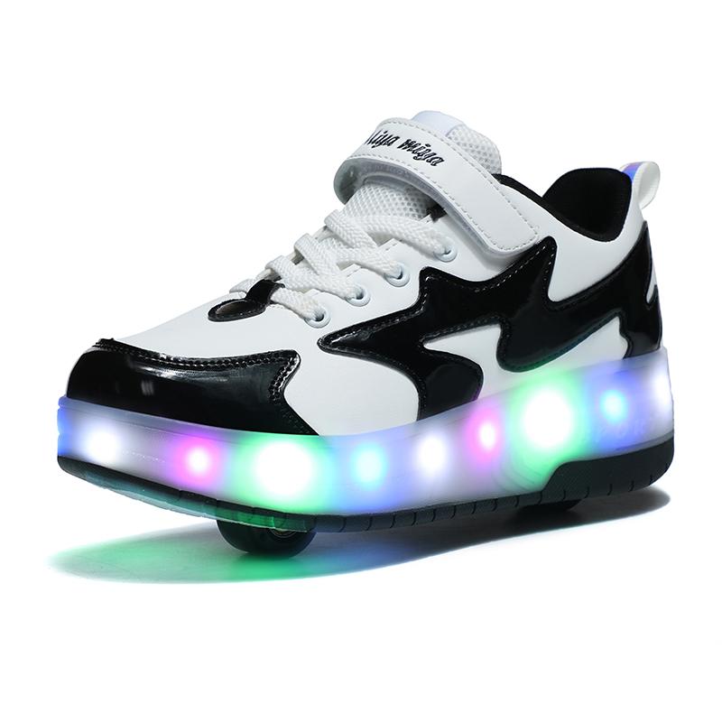 27-40 Kid's Lighting Sneakers Rubbing Shoes Children's Shoes Solid Milky Patch Can Charging Lantern Shoes