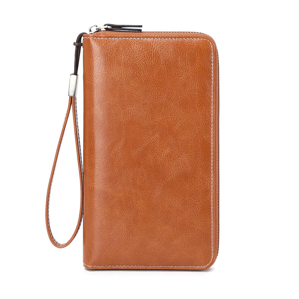 New anti-theft brush women's wallet large capacity clutch bag retro multi-card long wallet