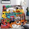 1PC Cartoon Characters Collage Custom Name Patterned Flannel Blanket Suitable For All Seasons For Home Decor Warmth And Comfort Gifts Holiday Present