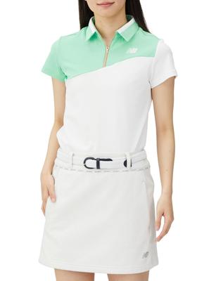 Golf Half Zip Polo Shirt Sweat Quick 0 [New Balance] Women's (FIELDSENSOR EX Absorbent, Drying, Stretch) / 012-4168502 030_White [S]