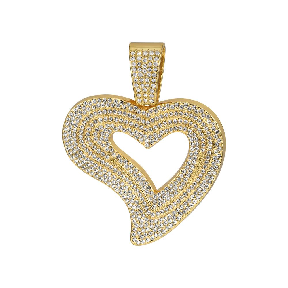Factory New 13MM Miami Cuban Chain Irregular Love Heart Pendant Necklaces ,Hip-Hop Style Couple For Daily Wear By Men And Women