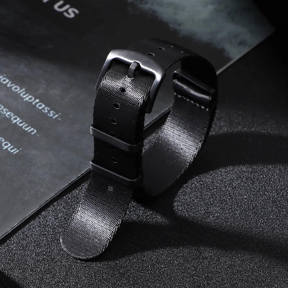 Ribbed Nylon Watchband Nylon Watch Strap 20mm 22mm Watchband Black Buckle Bracelet for Military Sport Watch Band Accessories
