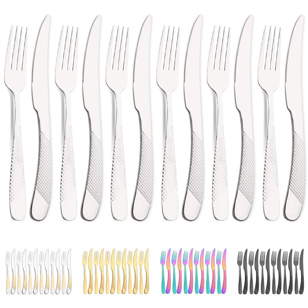 

Набор столовых приборов из нержавеющей стали 12 предметов Радужные столовые приборы Вилка Стейк Нож Столовые приборы в западном стиле Столовые приборы Посуда серебряный