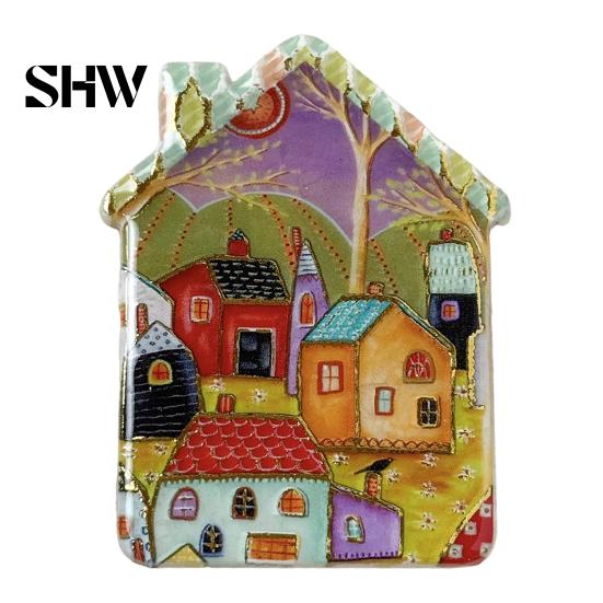 Vintage House Magnet Refrigerator Magnet, Colorful Fairy Tale Town Metal Cabinet Magnets Fridge Magnetic Kitchen Decoration Accessories Miniature Home