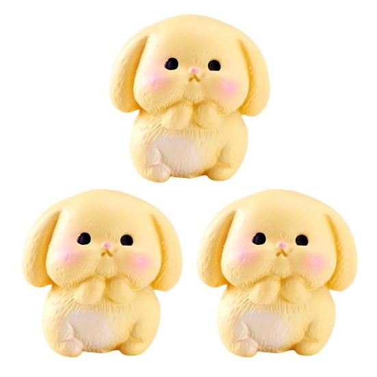 3 Pcs Mini Resin Rabbit Figurine Tiny Cartoon Bunny Sculpture Miniature Animal Fairy Garden Ornament for Moss Landscape DIY Plant Pot Home Decor