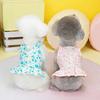 Vestido para Animal de Estimação com Argola de Tração Alça Larga Estampa Floral Barra Franzida Vestido Princesa para Cachorro Primavera Verão Vestido Fino para Filhote