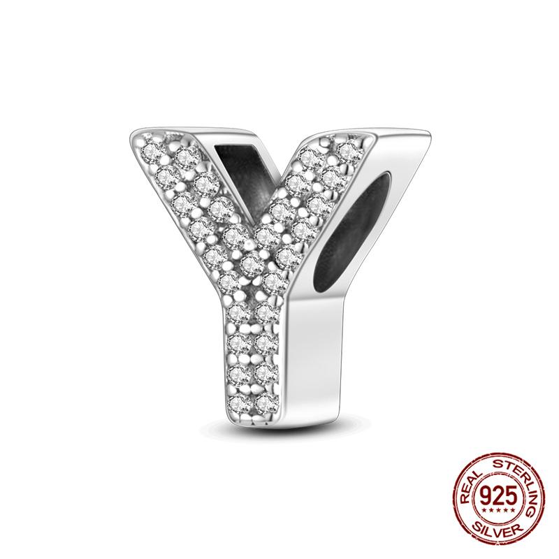 Original Beads 100% 925 Silver 26 Letters A-Z Charms Fit Original Bracelets & 3mm DIY Jewelry Making Women Gifts