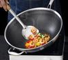 ZISIZ 32cm 304 Stainless Steel Non-stick Honeycomb Wok