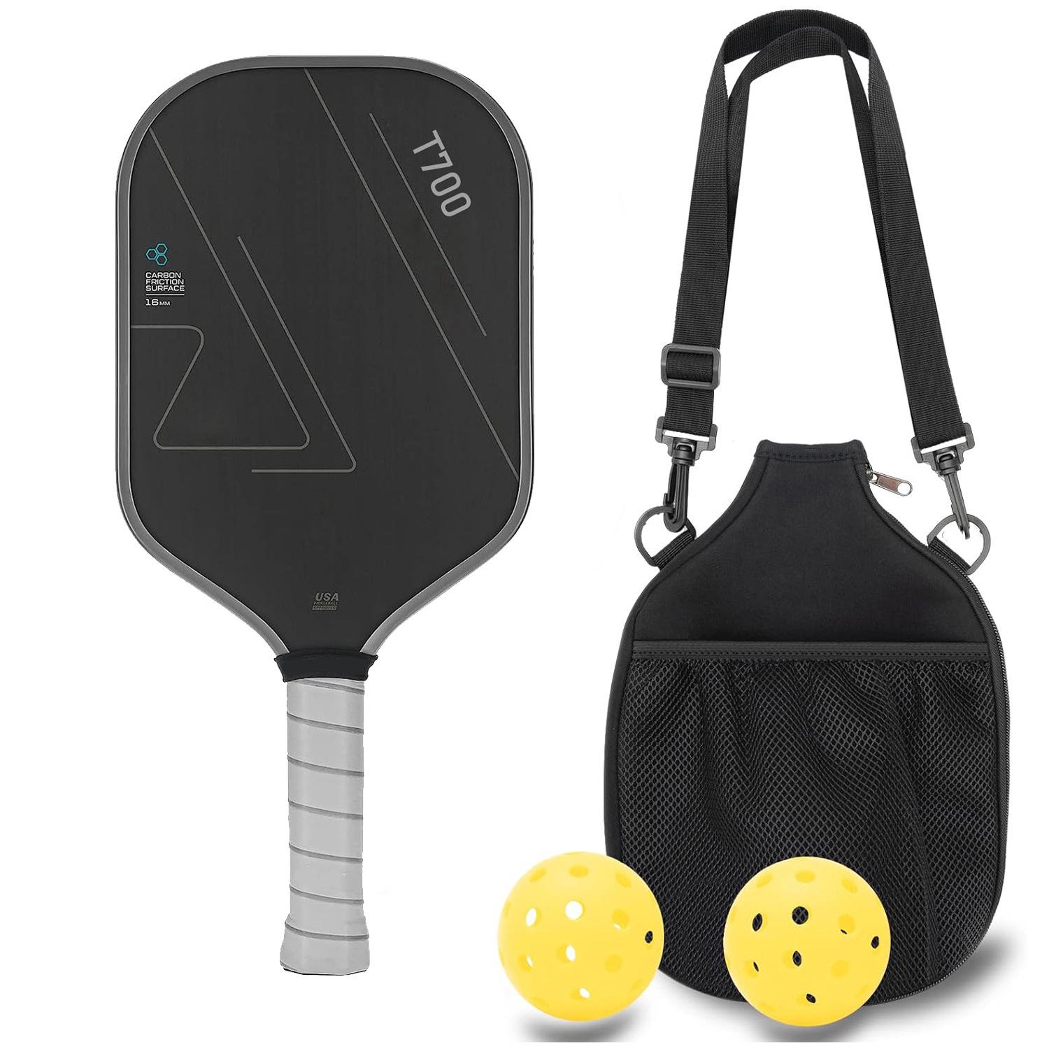 T700 Toray Carbon Fiber Pickleball Paddle, Graphite Texture, 16MM Thick, Competition-Grade.