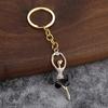 2Pcs Ballerina Keychain Pendant Lightweight Metal Rhinestone Keychain Portable Elegant Bag
