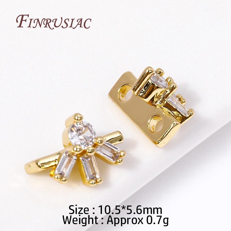 18K Gold Plated 2/3 Hole Separators For Beads,Inlaid Zircon Beads Separators,Handmade Decorative DIY Beading Jewelry Materials