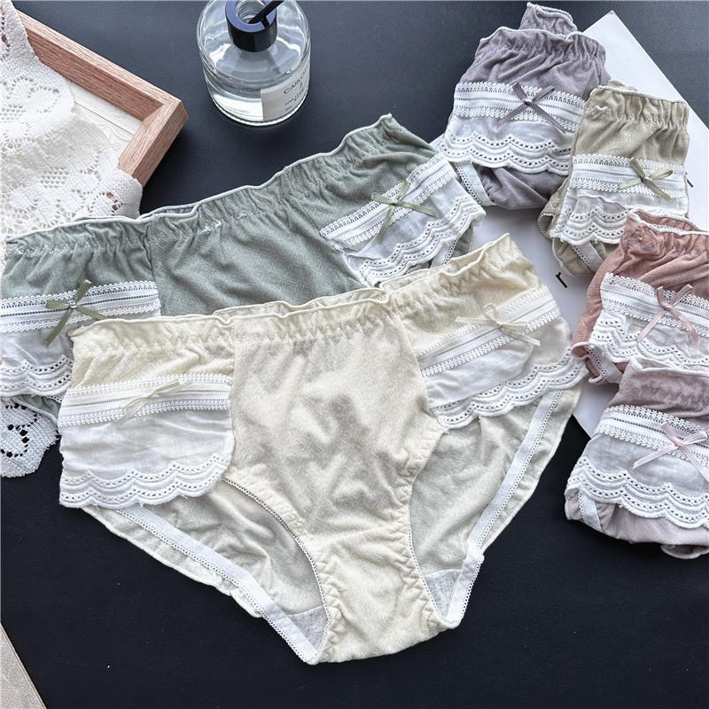 Damen Frühling und Sommer Reizvolle Eis-Seide Spitze Mesh Baumwolle Sexy Hüftunterwäsche