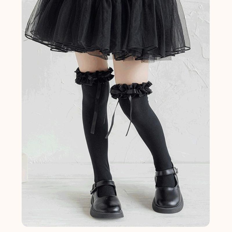 Fashion Lace Calf Socks Socks Breathable Loose Socks for Girls Bowknot High Boot Socks Long Knee High Stockings