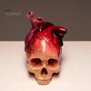 Skull Heart Figurine Spooky Life Size Skull Resin Statue Sculpture Halloween Home Office Desktop Bookshelf Decoration Ornament Festival Gift