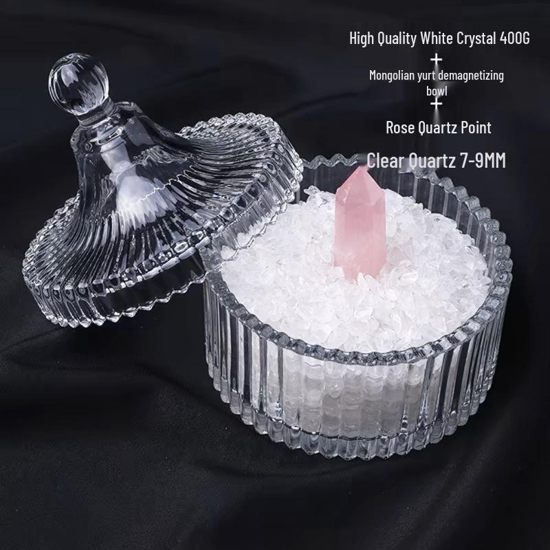 White Crystal Purification Bowl: Demagnetization Stone, Amulet Salt Container, Gem Glass.