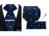 Men's Retro Floral Tie, Pocket Square & Tie Clip Set for Weddings