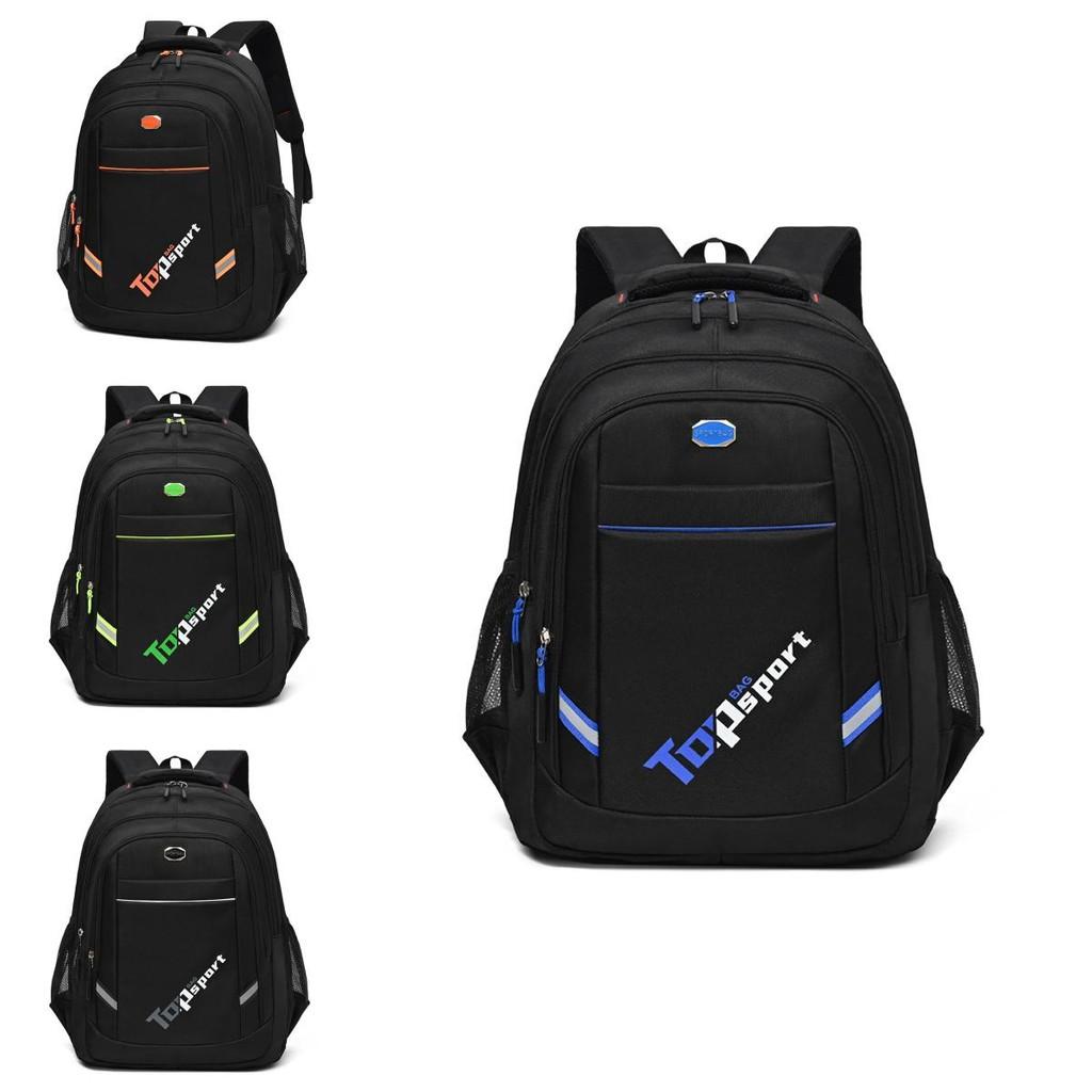 Oxford Fabric Unisex College Student Backpack With Letter Striped Pattern For Travel And School