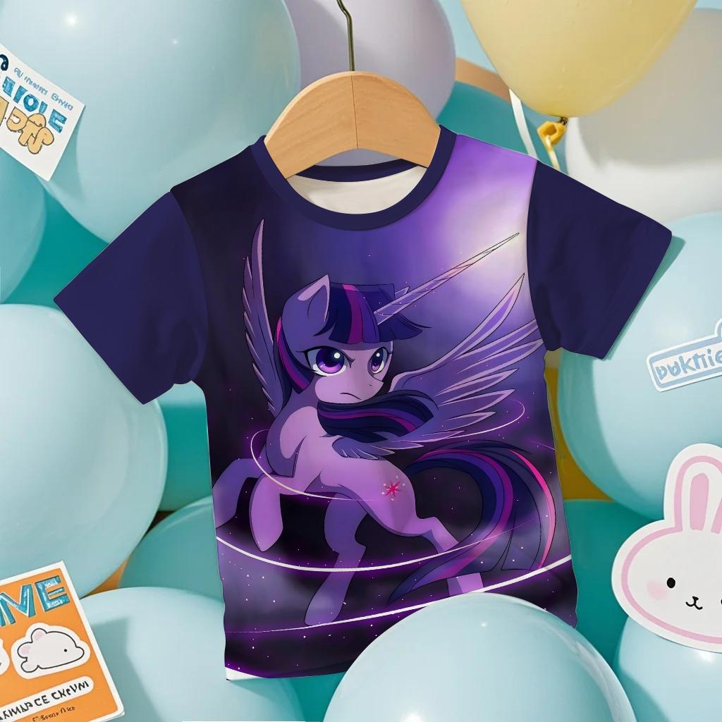 2026 new Hot Sale Casual Kids Teenager Boys Girls My Little Pony Cartoon Print New Summer Fashion Short Sleeve Tops