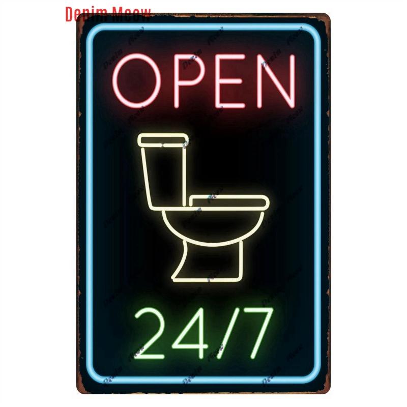 Funny Personalized Washroom, Metal Tin Signs, Vintage Toilet Sign, WC Lavatory Wall Art, Bathroom Decor, Restroom Plates, WY156