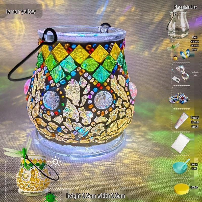 Glass Mosaic Candle Holder DIY Kit: Handmade Parent-Child Educational Toy for Children's Day