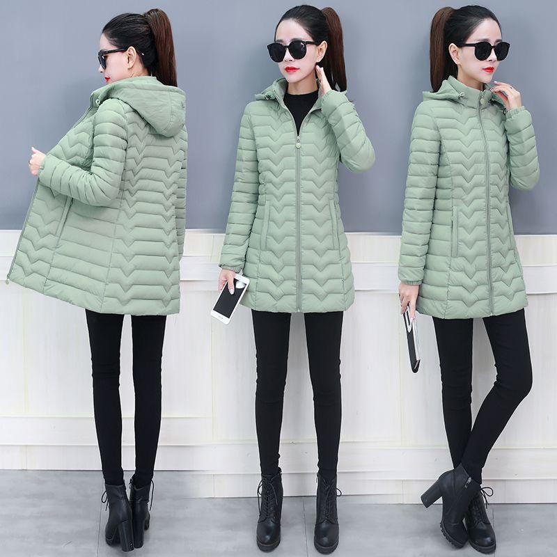 Cappotto Giacca Donna Tinta Unita Lungo Tasca Imbottito di cotone Con cappuccio Piumini Spessi Vestiti Invernali Donna