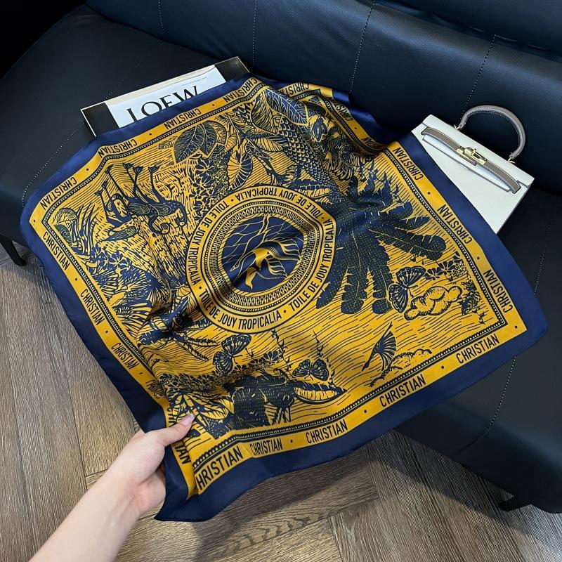 New silk scarf women's fashion versatile high-end small square scarf Korean version neck protection scarf spring and autumn retro scarf binding bag