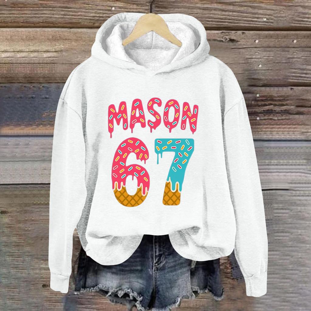 Women's Fashionable Casual Long-Sleeved Printed Hooded Sweatshirt