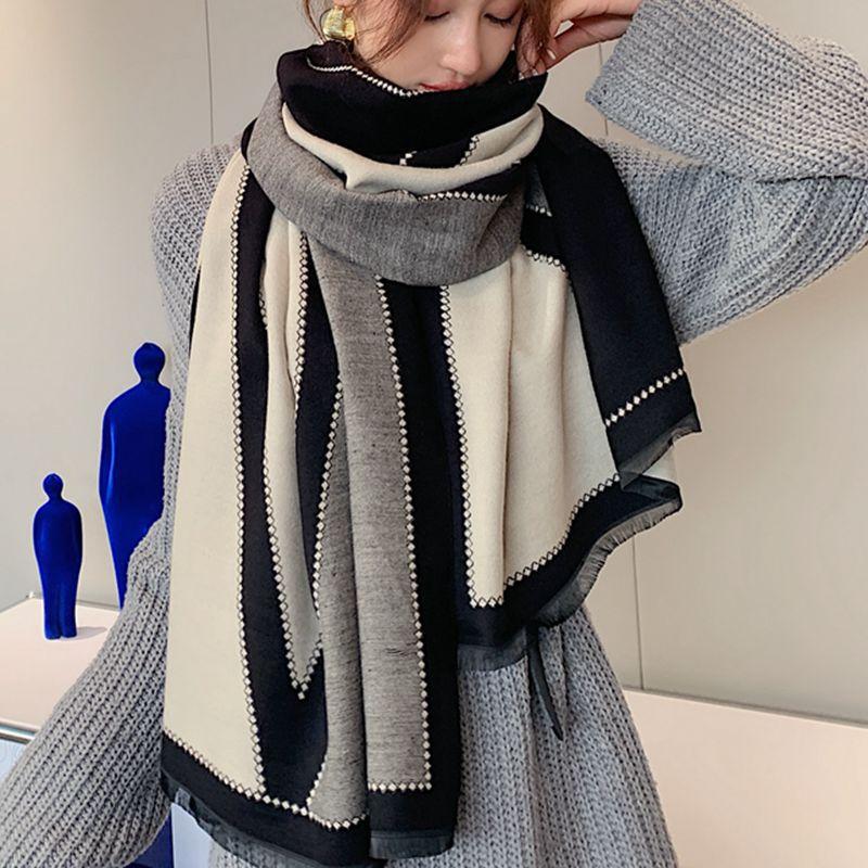 Imitation Cashmere Scarf for Women Long Style Wide Shawl Temperament Versatile and Fashionable Women's Scarf