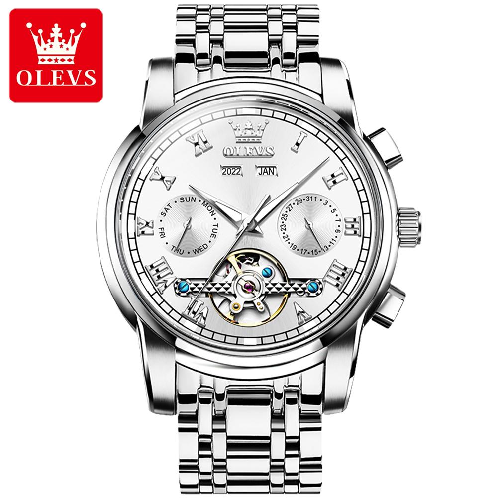 OLEVS Neue Uhr Automatische mechanische Uhr Multifunktions-Herrenuhr mit großem Zifferblatt