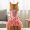 Breathable Dog Striped Skirt Short Sleeve Thin Design Pet Gauze Skirt Soft Comfortable Cat Princess Dress Spring Summer