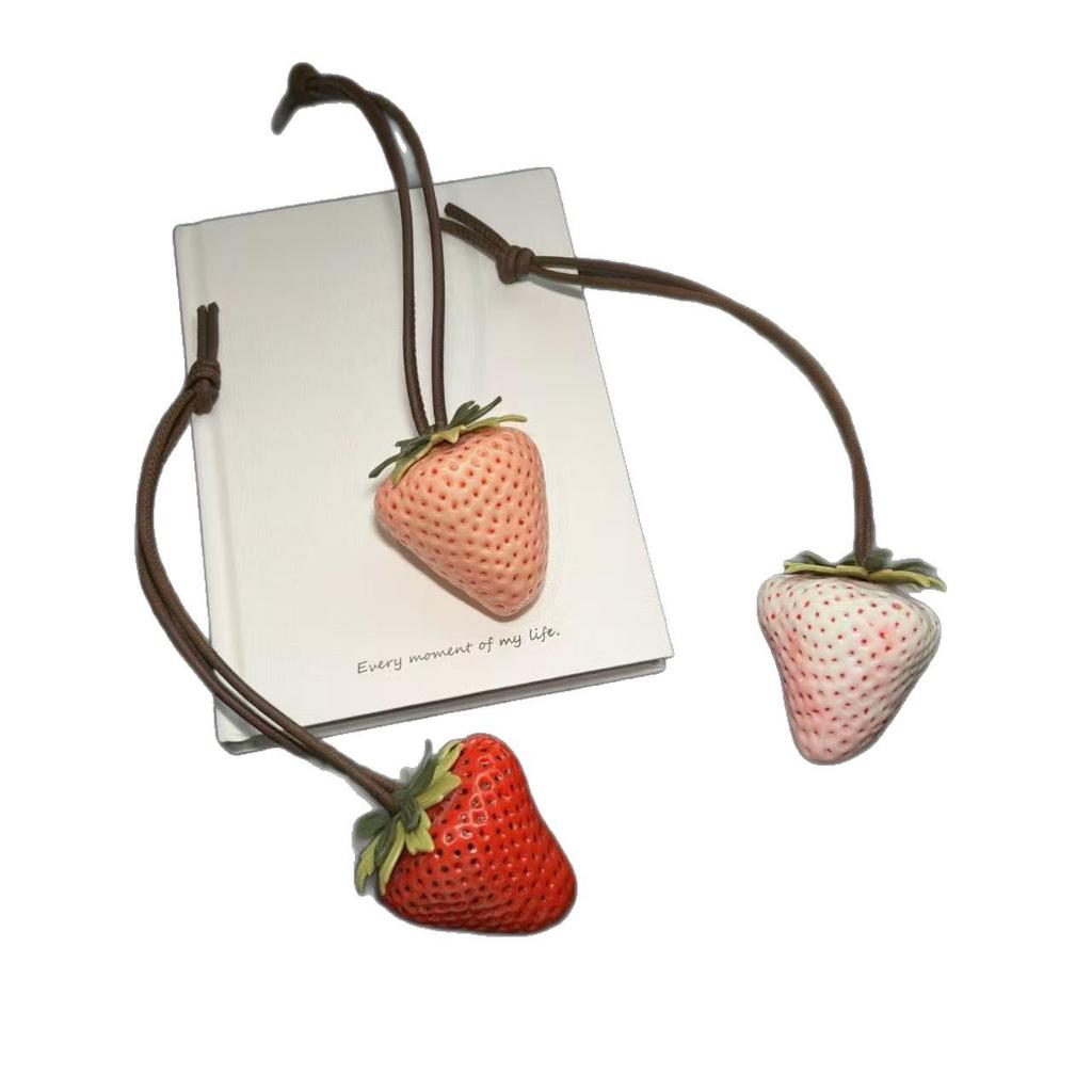 Strawberry Resin Pendant: Cute 3D Fruit Keychain & Bag Ornament.