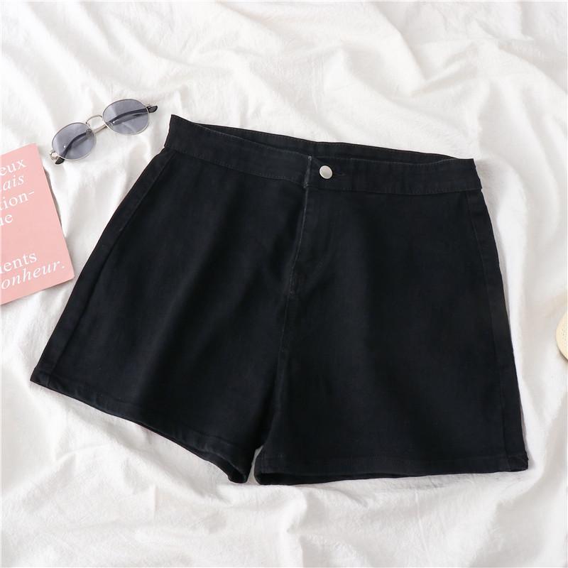 

High-waisted Black Denim Shorts for Women, 2026 A-line Style, Lightweight Summer Fit for Petite Girls, Trendy Hip-Hugging Hot Pants Medium чёрный