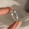 Süße und Coole Blaue Blumenringe Geometrische Feine Verstellbare Silberringe Party Geburtstagsgeschenk Damenschmuck Wassertropfen Offener Ring