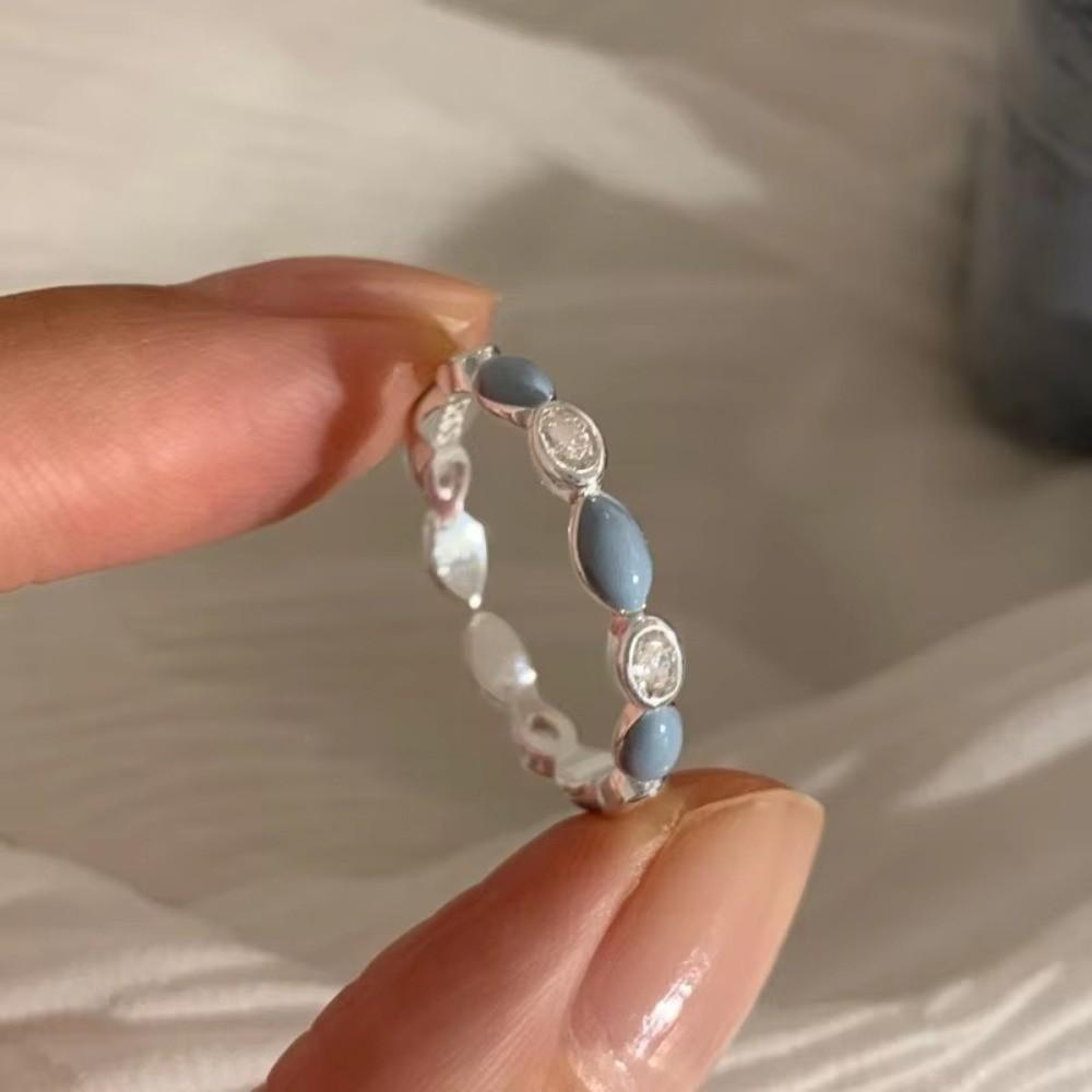 Süße und Coole Blaue Blumenringe Geometrische Feine Verstellbare Silberringe Party Geburtstagsgeschenk Damenschmuck Wassertropfen Offener Ring