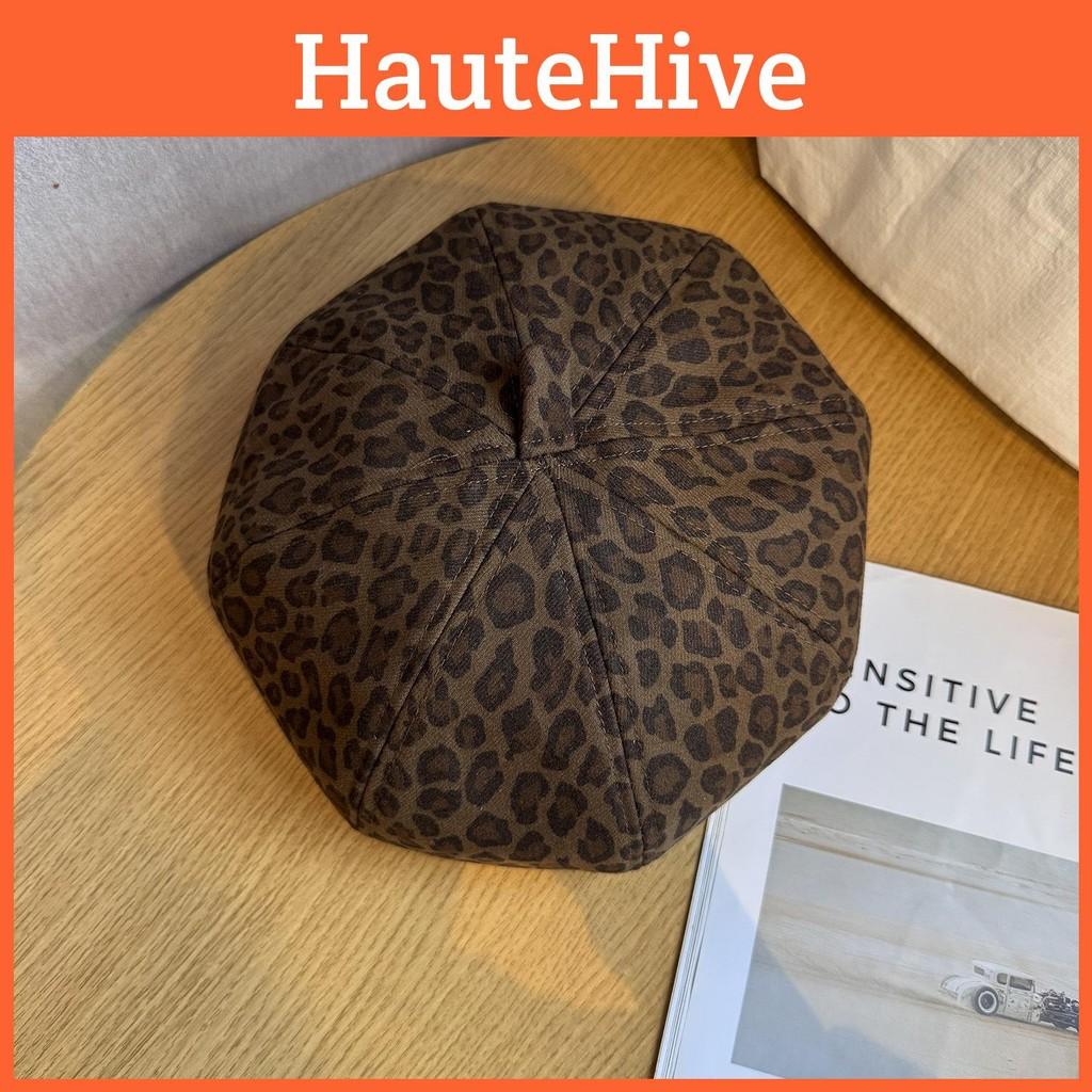Retro Fashionable Leopard Print Women Casual Beret For Autumn And Winter