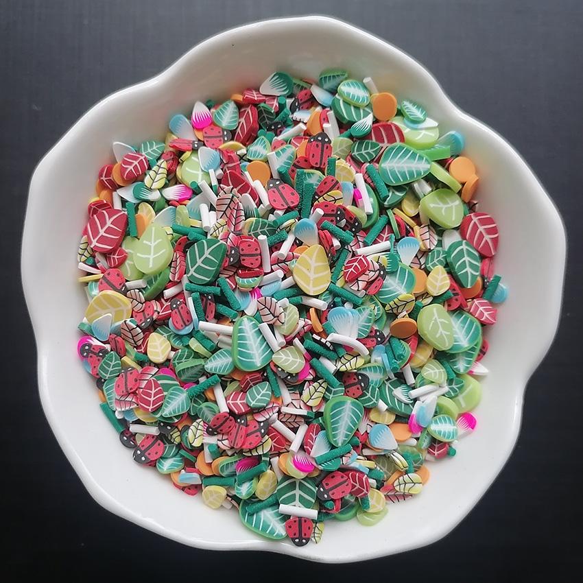 1000g DIY Craft Slime Filler Polymer Clay Slices Leaf Ladybird Beetle Mix Leaves Polymer Sprinkles