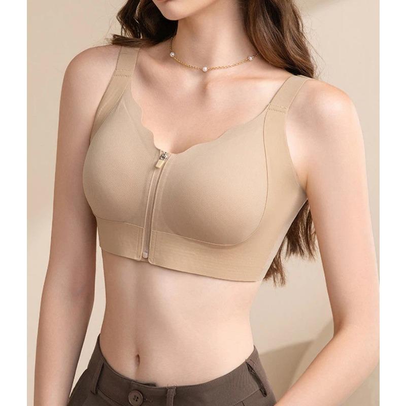 Women Front Zip Wireless Bra Four Way Lift Support Comfortable Lingerie